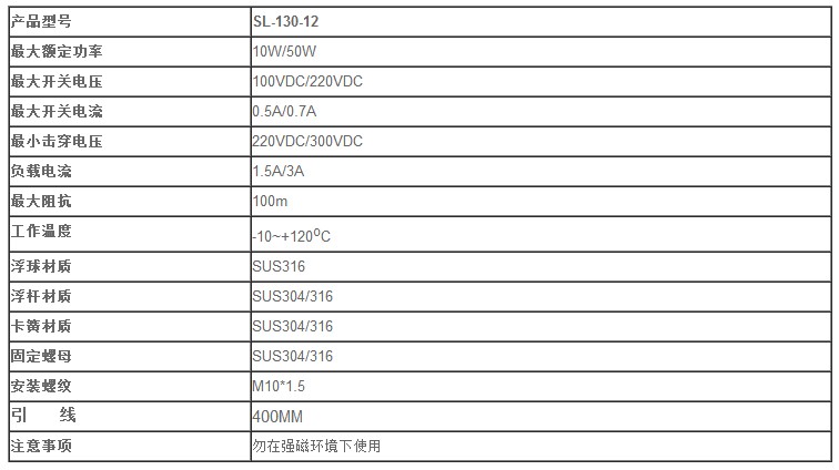 不锈钢单球双控制点液位开关,不锈钢浮球开关,干簧管,电缆浮球开关